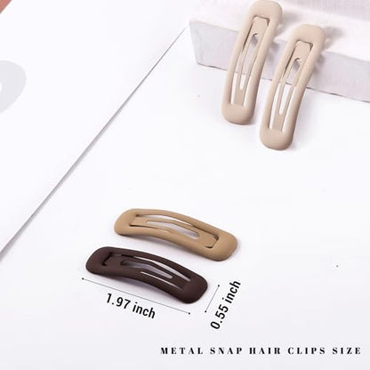 20 PCS Small Rectangle Hair Barrettes For Women Non Slips Snap Clips For Thin Fine Hair,Matte Black Brown Beige,1.97 x 0.55Inch - color: Matte Black Brown Beige