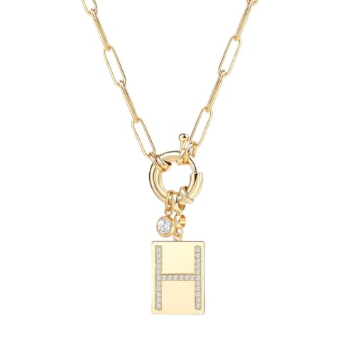 Mint & Lily Gold Initial Necklace for Women – 18K Gold Plated 24” Paperclip Chain with Sparkling Letter Pendant | 18K Gold Plated Personalized Letter Charm w/ Cubic Zirconia, Paperclip Chain, Tarnish-Resistant, Dainty Jewelry Gift for Her - style: Letter: