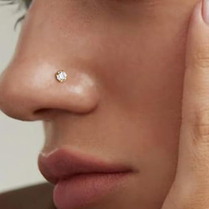 Incaton 20G Stainless Steel Nose Rings for Women Nose Rings Hoops L Shaped Nose Studs Screw Nose Piercing Jewelry for Women Men Silver Rose Gold Black Rainbow - color: 8P SCREWS GOLD