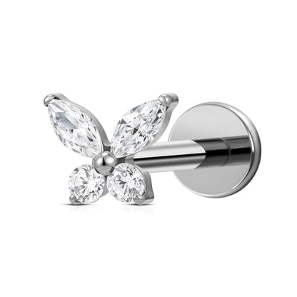 16G 6mm 8mm ASTM F136 Titanium Cartilage Piercing Jewelry Stud for Tragus Helix Conch Flat - color: Mini Butterfly - Tit