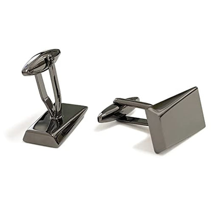 Cufflinks for Men, Stainless Steel Cuff Links Mens for Wedding Business Gifts, Silver, Black, Gold - color: Black