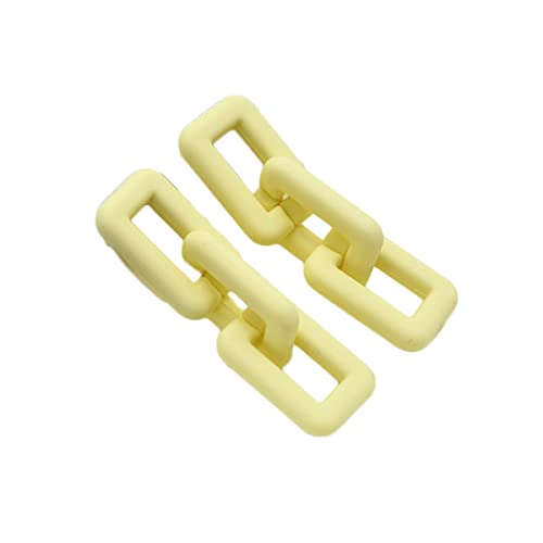 Chunky Acrylic Link Earrings Multicolor Thick Rectangle Paperclip Link Chain Earrings Rainbow Resin Geometric Paperclip Chain Ear Drop Dangle Earrings for Women Girl Funky Jewelry - color: O light yellow