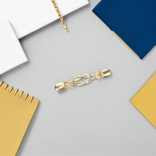 VALICLUD 2pcs Vintage Golden Alloy Cardigan Clips for Women, Elegant Shawl Clips with Chain, Wear-resistant Sweater Collar Clasps for Dresses and Shawls