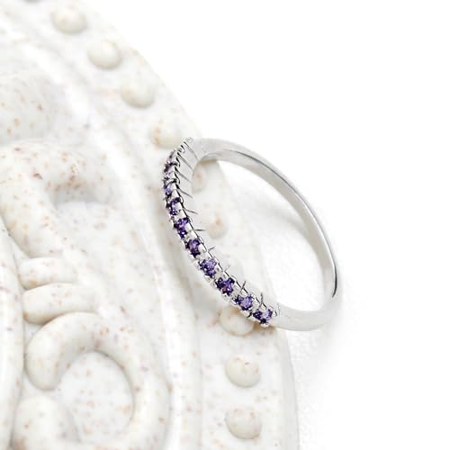 Uloveido Platinum Plated CZ Simulated Diamond Stack Eternity Band Ring J029 - color: Purple