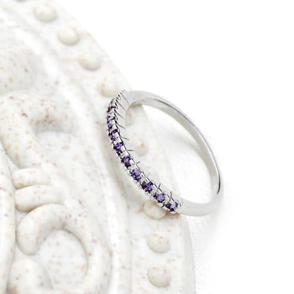 Uloveido Platinum Plated CZ Simulated Diamond Stack Eternity Band Ring J029 - color: Purple