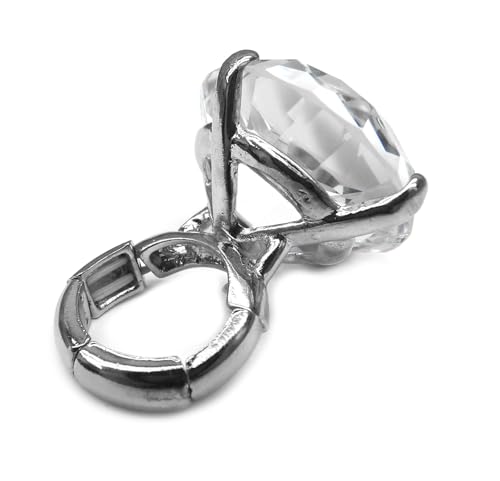 NYFASHION101 Women's Extra Big Rhinestone Fashion Stretch Ring - color: Silver-Tone