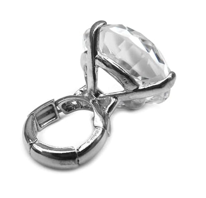 NYFASHION101 Women's Extra Big Rhinestone Fashion Stretch Ring - color: Silver-Tone