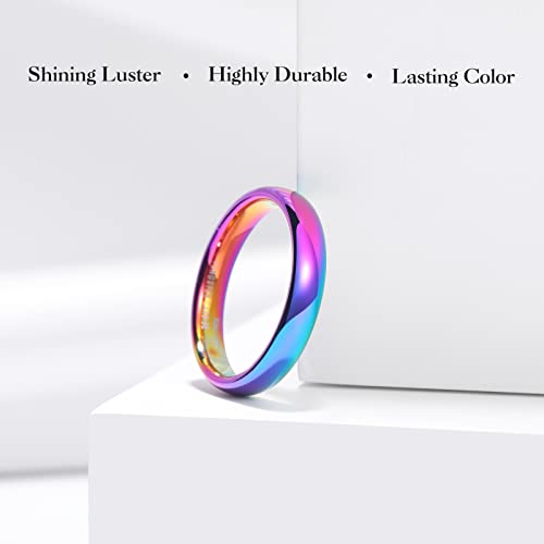 King Will Men's Women's Tungsten Carbide Ring 24k Gold Plated Rose Gold Plated Domed Polished Finish Wedding Band | Gold/Rose Gold, 1.5mm/2mm/4mm/6mm/8mm, Polished, Everyday Wear - color: Rainbow 4mm
