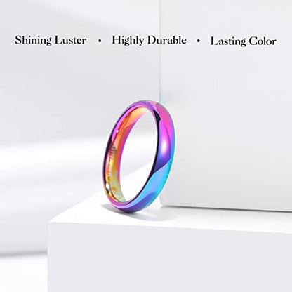 King Will Men's Women's Tungsten Carbide Ring 24k Gold Plated Rose Gold Plated Domed Polished Finish Wedding Band | Gold/Rose Gold, 1.5mm/2mm/4mm/6mm/8mm, Polished, Everyday Wear - color: Rainbow 4mm