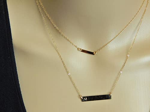 itianxi Dainty Cross Charm Pendant Necklaces,14K Gold Tiny Three Ball Necklace,Simple Fashion Jewelry for Women - color: bar charm