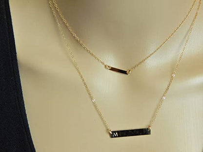 itianxi Dainty Cross Charm Pendant Necklaces,14K Gold Tiny Three Ball Necklace,Simple Fashion Jewelry for Women - color: bar charm