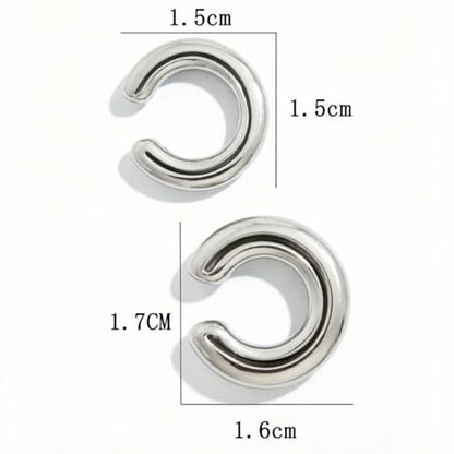 Chunky Ear Cuff Earrings, Asymmetric No Piercing Earring for Women Dainty Clip on Cartilage Ear Cuffs Fake Earrings Jewelry - color: A2-2Pcs C-Shape Silver