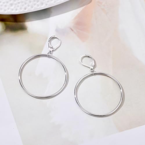 Silver Large Big Circle Hoop Dangle Earrings for Women Hypoallergenic - style: Silver 70mm