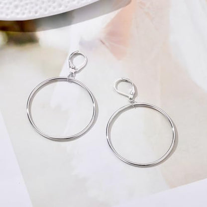 Silver Large Big Circle Hoop Dangle Earrings for Women Hypoallergenic - style: Silver 70mm