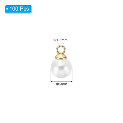 PATIKIL Pearl Charm, 100pcs Pearl Beads Faux Pearl Pendant Charm DIY for Jewelry Making Bracelets Earrings Necklace Crafts - color: Golden White, size: 6mm