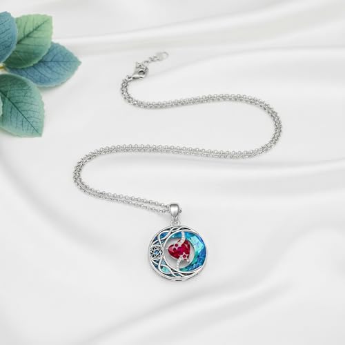 ONEFINITY Moon Star Necklace 18K White Gold Plated Celtic Moon Birthstone Pendant Necklaces Heart Birthstone Anniversary Birthday Jewelry Gifts for Women Wife Mom - style: July