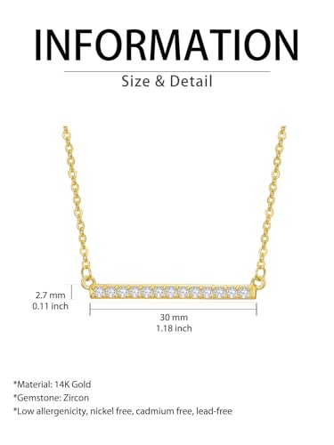 14K Gold Bar Necklace for Women,Gold Bar Pendant Necklace Simple Gold Necklace Non Tarnish Gold Necklace for Mom Minimalist Mothers Day Jewelry Mother's Birthday Christmas Valentine's Day Gifts for Mom Wife Women Her - style: Dainty Gold Bar