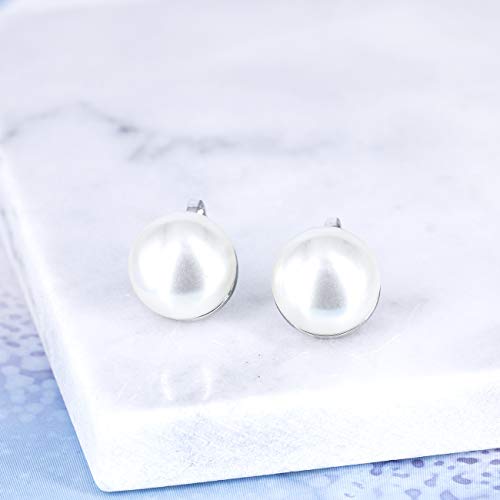 YOQUCOL Simulated Freshwater Pearl Clip On Earrings Not Pierced Elegant Stud Jewelry For Women - color: 12MM-White