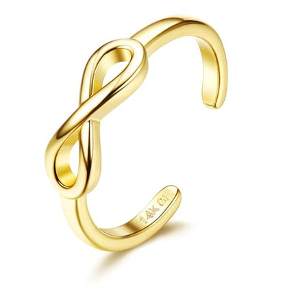 FASACCO 14k Gold Fillled Toe Rings for Women Non Tarnish, Dainty Hug CZ Band Toe Rings Gold Adjustable Open Toe Ring Summer Beach Foot Jewelry for Women - style: Infinite