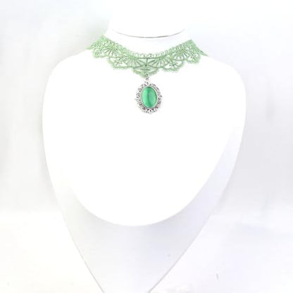 Pink Lace Choker Necklace Set, 10 Pieces - color: Green