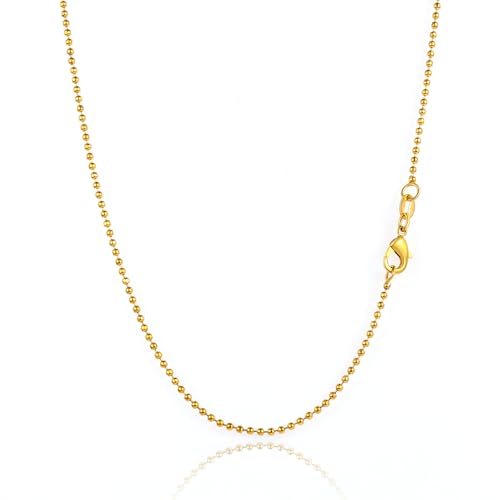 14K Gold Plated Paper Clip Chain Link Necklace Satellite Chain Necklace for Women - color: Dainty Ball Chain