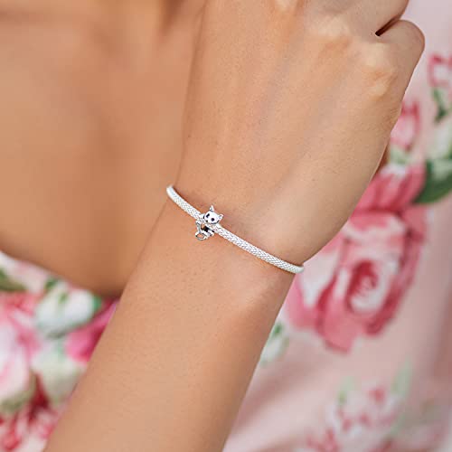 Hummingbird Charms For Bracelets 925 Sterling Silver Animal Dangle & Beads Butterfly Cat Beads Charms For Women Jewelry Gift - color: silver Cat