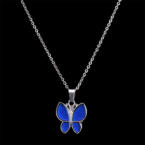 FM FM42 Temperature Sensing Color Changing Pendant Necklace with 19.29" Stainless Steel Rolo Chain - color: Butterfly-2