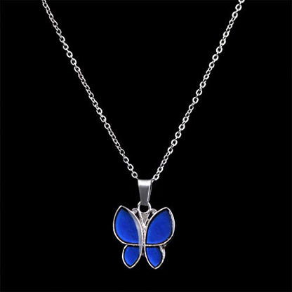 FM FM42 Temperature Sensing Color Changing Pendant Necklace with 19.29" Stainless Steel Rolo Chain - color: Butterfly-2