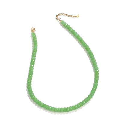Gemstone Beaded Necklace for Women Colorful Natural Stone Freshwater Pearl Surfer Beach Rainbow Necklace Jewelry Gift - color: Green