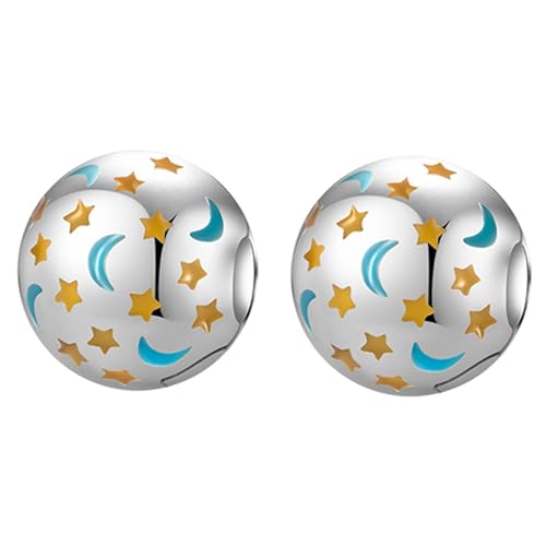 Clip Stopper Spacer Charms for Bracelets Necklaces, Compatible with Pandora,Jewery Making DIY - style: Spacer Glow-in-the-dark Stars and Moon