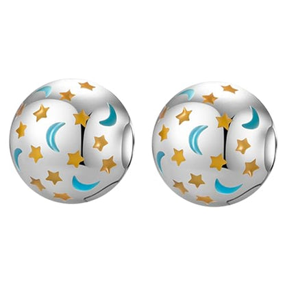 Clip Stopper Spacer Charms for Bracelets Necklaces, Compatible with Pandora,Jewery Making DIY - style: Spacer Glow-in-the-dark Stars and Moon
