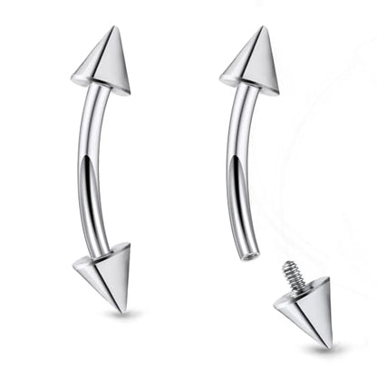 Ruifan 20g 18g 16g 14g 12g 8g 6g 4g 2g Rook Piercing Jewelry Titanium Internally Threaded Curved Barbell Eyebrow PA Tragus Helix Conch Lobe Earrings Lip Rings Body Piercing Jewelry For Women Men - size: 16G - 6mm Spike