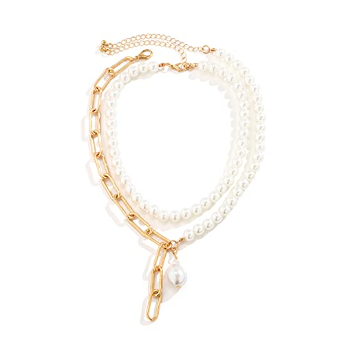 Pearl Choker Necklace for Women Faux Pearl Layered Necklace Big Chunky Pearl Fashion Jewelry Gift for Summer