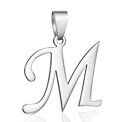 Stainless Steel Initial Letter Connector Charms Alphabet Pendant Diy Craft for Jewelry Making Necklaces Bracelets Keychain - color: Stainless Steel M