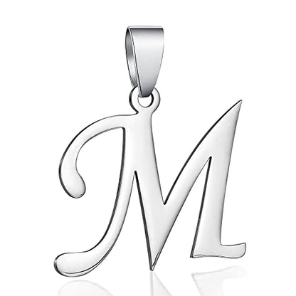 Stainless Steel Initial Letter Connector Charms Alphabet Pendant Diy Craft for Jewelry Making Necklaces Bracelets Keychain - color: Stainless Steel M