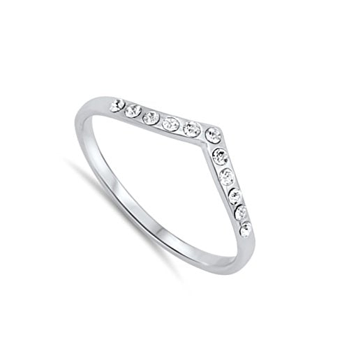 CHOOSE YOUR COLOR Sterling Silver Chevron Thumb Ring - color: High Polish CZ