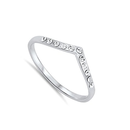 CHOOSE YOUR COLOR Sterling Silver Chevron Thumb Ring - color: High Polish CZ