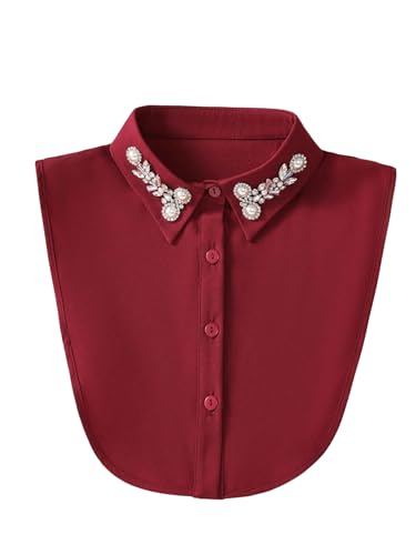 Verdusa Women's Fake Collar Detachable Dickey Collar Half Shirts Blouse - color: Burgundy