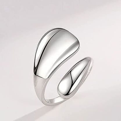925 Sterling Silver Rings Handmade Rings Adjustable Open Teardrop Rings Waterdrop Ring for Women - color: Color 1