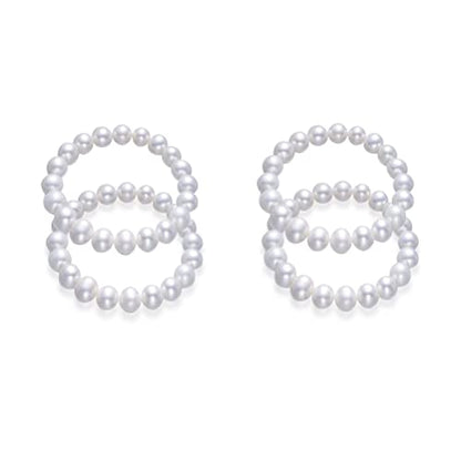 Pingyongchang Elastic Pearl Bracelet Stackable Stretch Bracelet Wedding Accessories Bridesmaid Bracelet 8MM Faux Pearl Bracelet Bridal Party Prom Beaded Bracelet - color: 4pcs