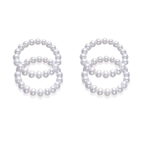 Pingyongchang Elastic Pearl Bracelet Stackable Stretch Bracelet Wedding Accessories Bridesmaid Bracelet 8MM Faux Pearl Bracelet Bridal Party Prom Beaded Bracelet - color: 3pcs
