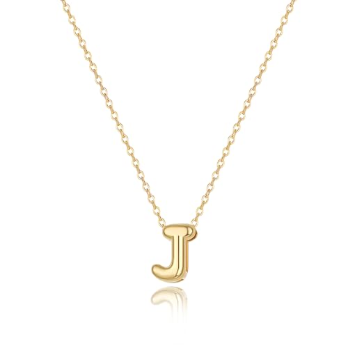 Initial Necklaces for Women Bubble Gold Silver Letter Necklace Dainty Personalized Charm Pendant Name Necklace Cute Non Tarnish Fashion Accessories Teen Gift Trendy Stuff Jewelry Gifts - color: Gold, style: J