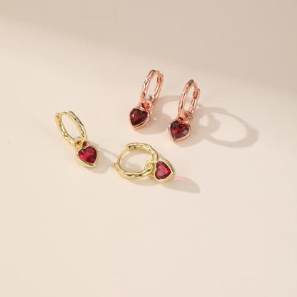 ARSIS Heart Charm Huggie Hoop Earrings for Women, Dainty 18K Gold Plated Heart Drop Hoops with CZ, Hypoallergenic, 925 Sterling Silver Posts, Tarnish-Free, Lightweight Jewelry Gift for Her - color: Gold Heart Drop