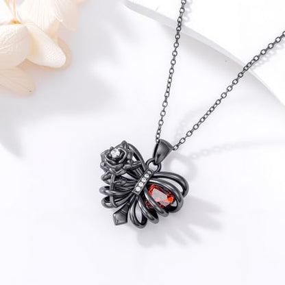 Sterling Silver Halloween Necklace Gothic Jewelry Gifts for Women Men - style: Skeleton Rose