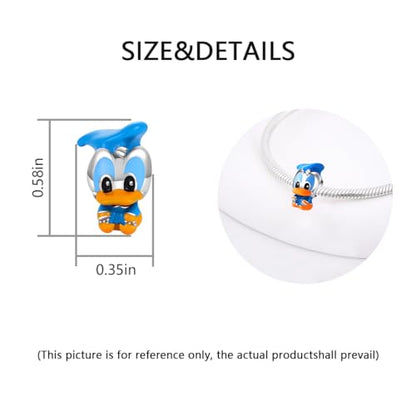 Charm for Bracelets and Necklaces Heart Cat Flower Boy 925 Sterling Silver Bead Birthday Jewelry Gift for Women - color: Blue Duck Charm