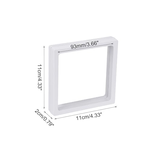 MECCANIXITY Floating Frame Display Holder Stand 3D Jewelry Display Box 4.33 x 4.33 x 0.79 Inch White for Ring Necklace Bracelet Earring Pack of 2 - color: White, size: 4.33 x 4.33 x 0.79 inch