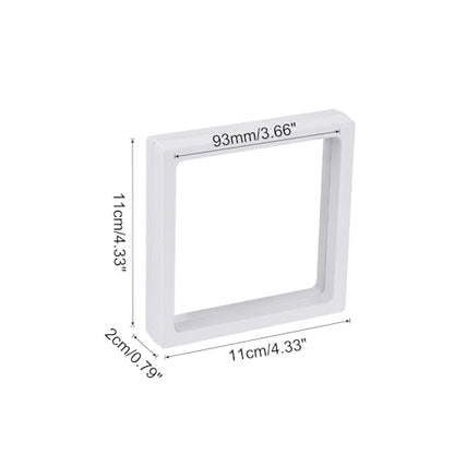 MECCANIXITY Floating Frame Display Holder Stand 3D Jewelry Display Box 4.33 x 4.33 x 0.79 Inch White for Ring Necklace Bracelet Earring Pack of 2 - color: White, size: 4.33 x 4.33 x 0.79 inch