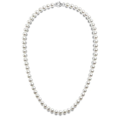PAVOI 925 Sterling Silver Round Simulated Shell Pearl Necklace Strand | Pearl Choker Necklace | Jewelry for Women - size: 22 Inches, style: 6mm