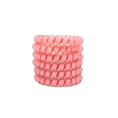 Lindo Large Swirlydo Coil Hair Ties (Salmon Pink, 6 pack) | Premium Waterproof Coil Hair Ties, No Pony Line, No Headaches, No Slip, Strong Gentle Accessory for Women, Multi-colored - color: Salmon Pink (6Pcs)