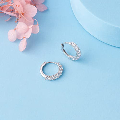 JSGEMSLEE Hypoallergenic Cubic Zirconia Hoop Earrings for Women 925 Sterling Silver Huggie Hoops Earrings CZ Earrings Jewelry Gifts - color: 16mm Hoop